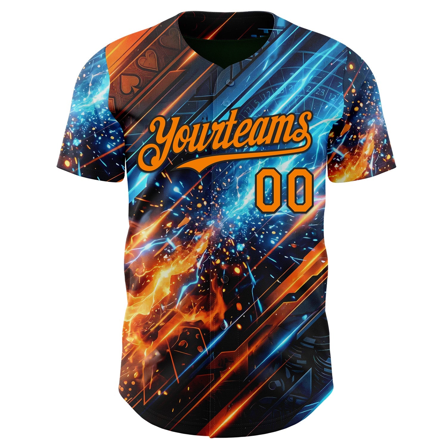 Custom Black Bay Orange-Blue Las Vegas Poker Club Authentic Baseball Jersey