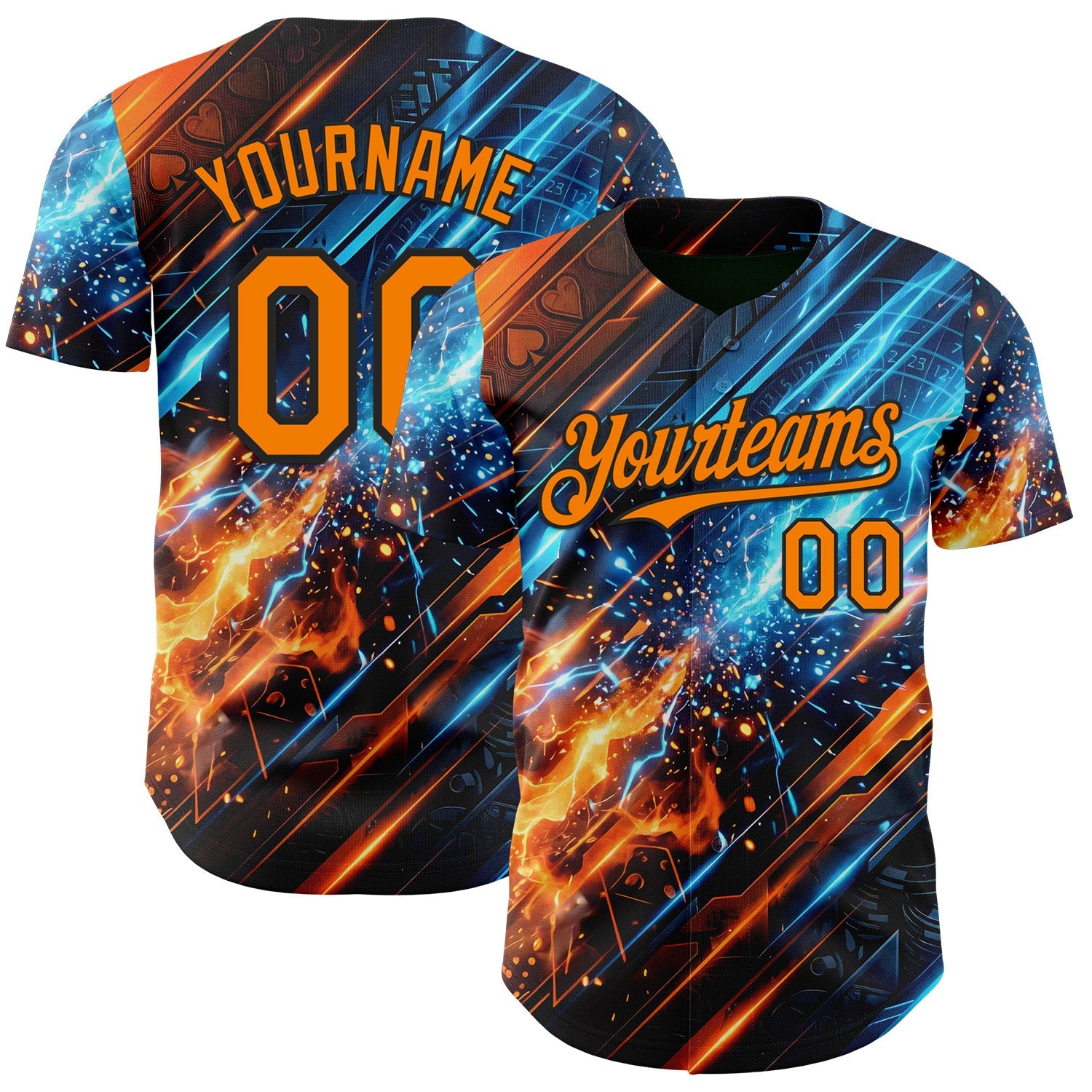 Custom Black Bay Orange-Blue Las Vegas Poker Club Authentic Baseball Jersey