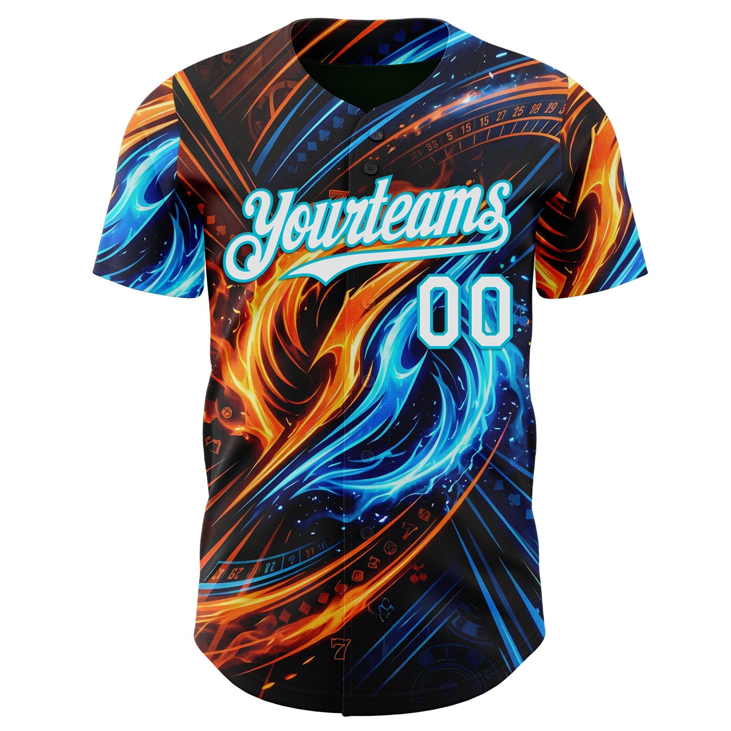 Custom Blue White Orange-Lakes Blue Las Vegas Poker Club Authentic Baseball Jersey