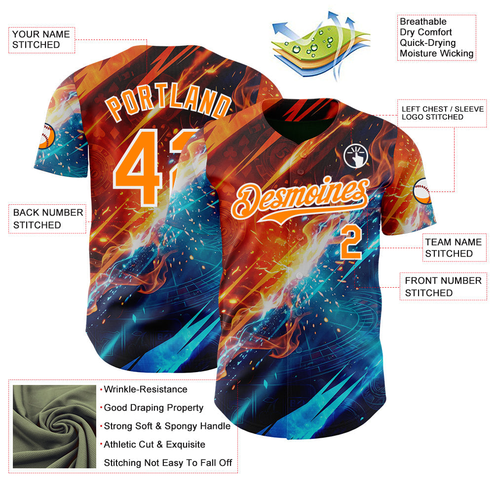 Custom Black Bay Orange Blue-White Las Vegas Poker Club Authentic Baseball Jersey