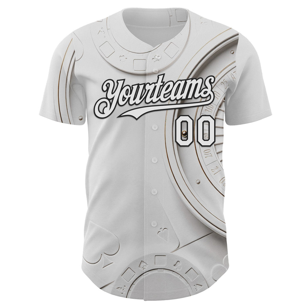 Custom White-Black Las Vegas Poker Club Authentic Baseball Jersey