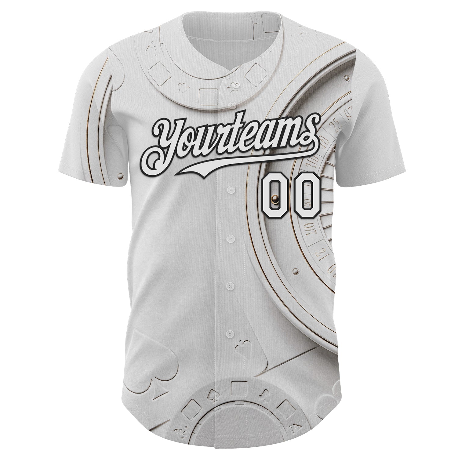Custom White-Black Las Vegas Poker Club Authentic Baseball Jersey