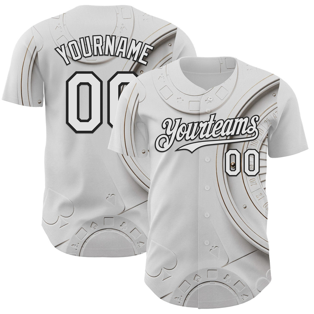 Custom White-Black Las Vegas Poker Club Authentic Baseball Jersey