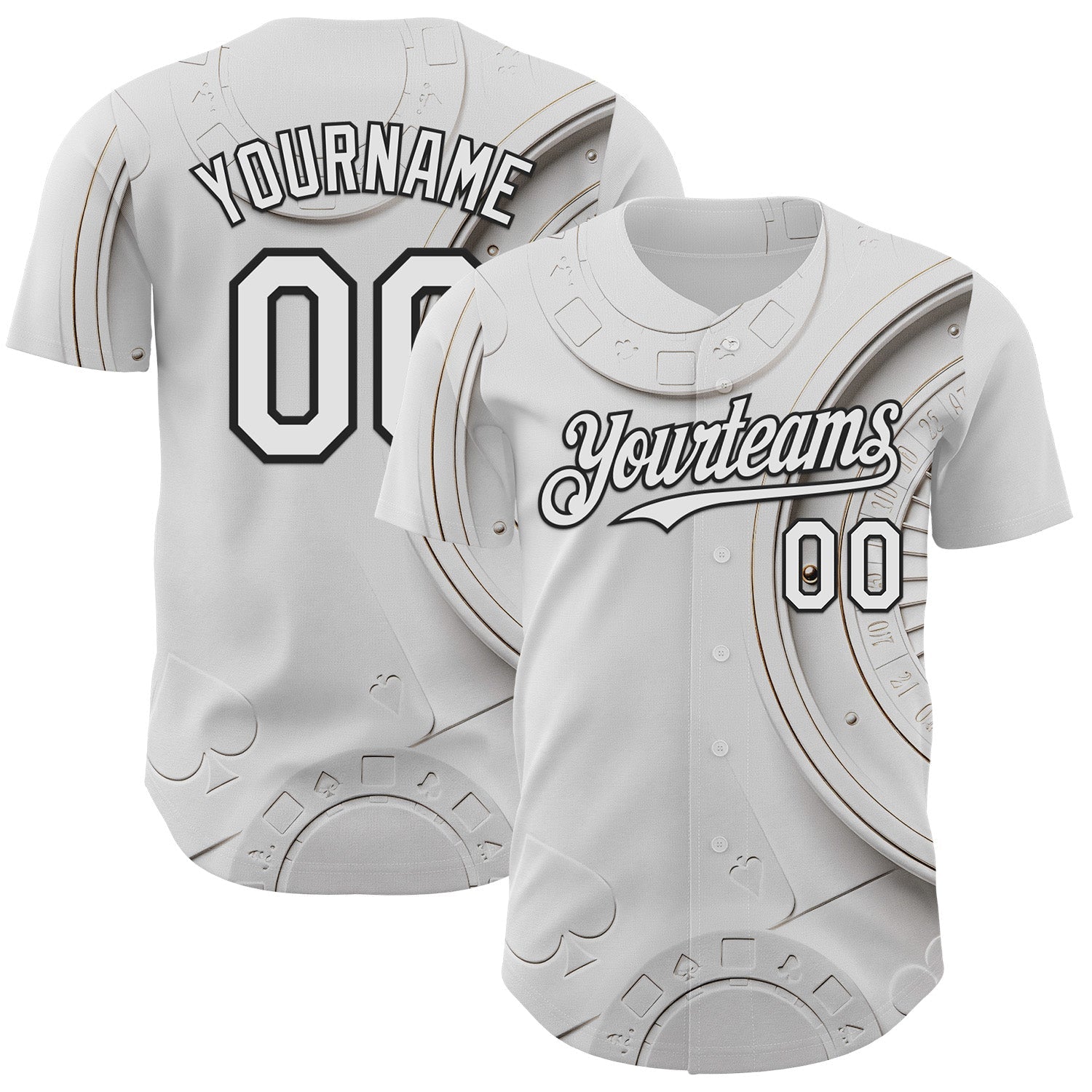 Custom White-Black Las Vegas Poker Club Authentic Baseball Jersey
