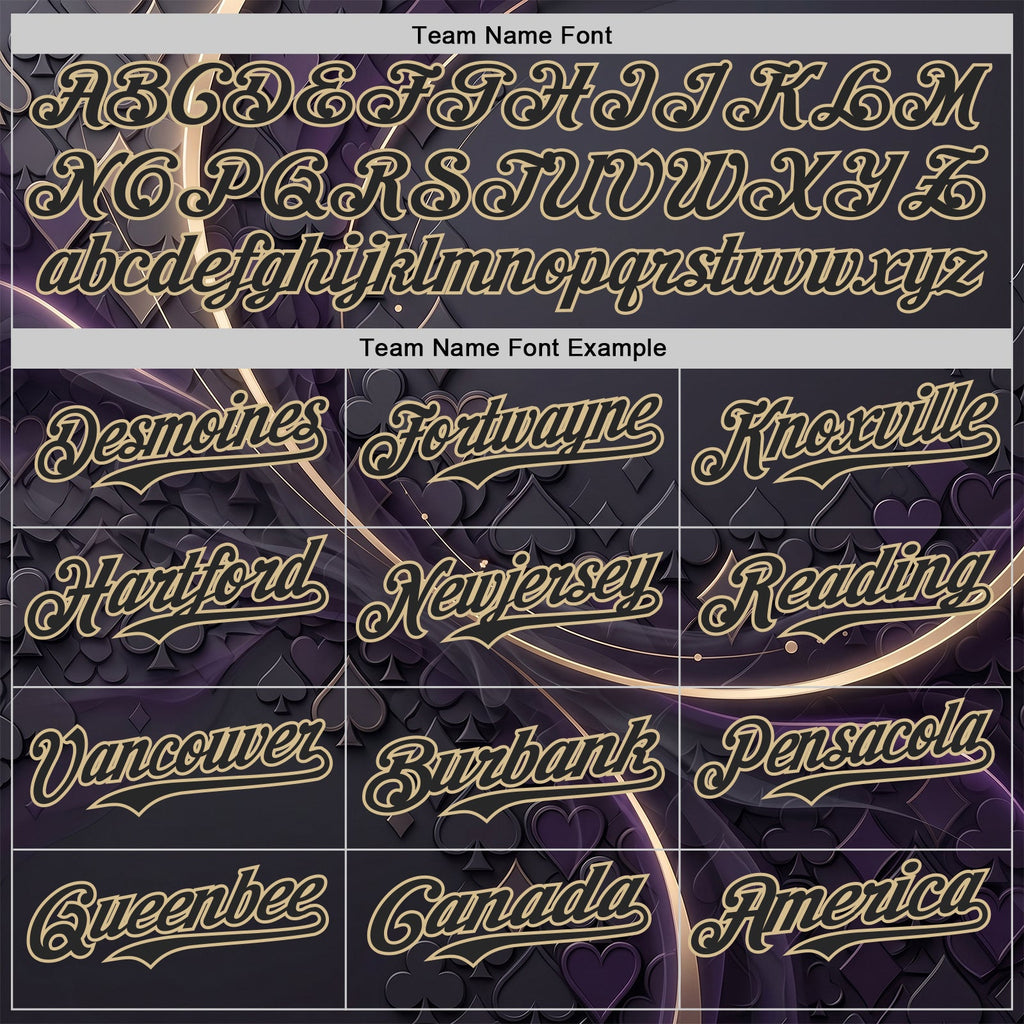 Custom Purple Black-Vegas Gold Las Vegas Poker Club Authentic Baseball Jersey