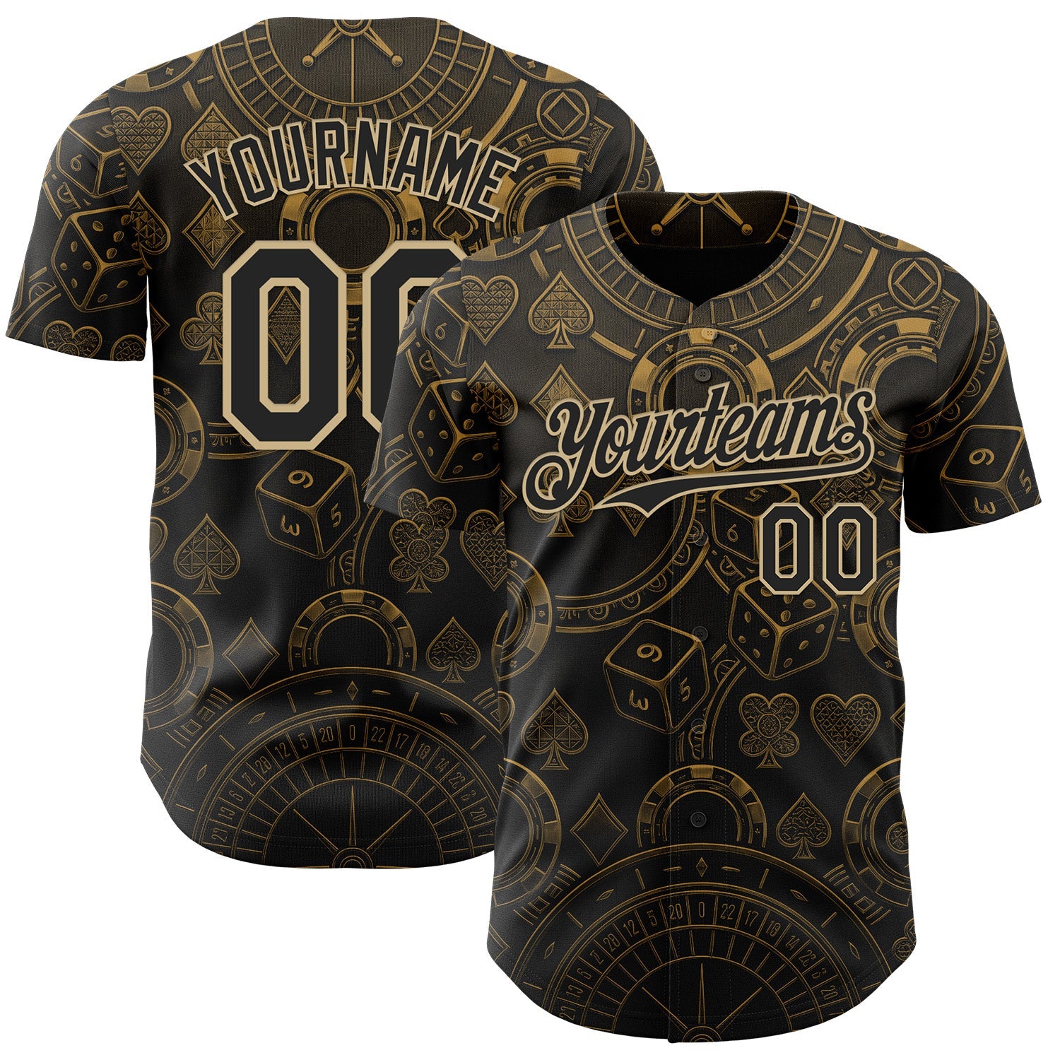 Custom Black-Vegas Gold Las Vegas Poker Club Authentic Baseball Jersey