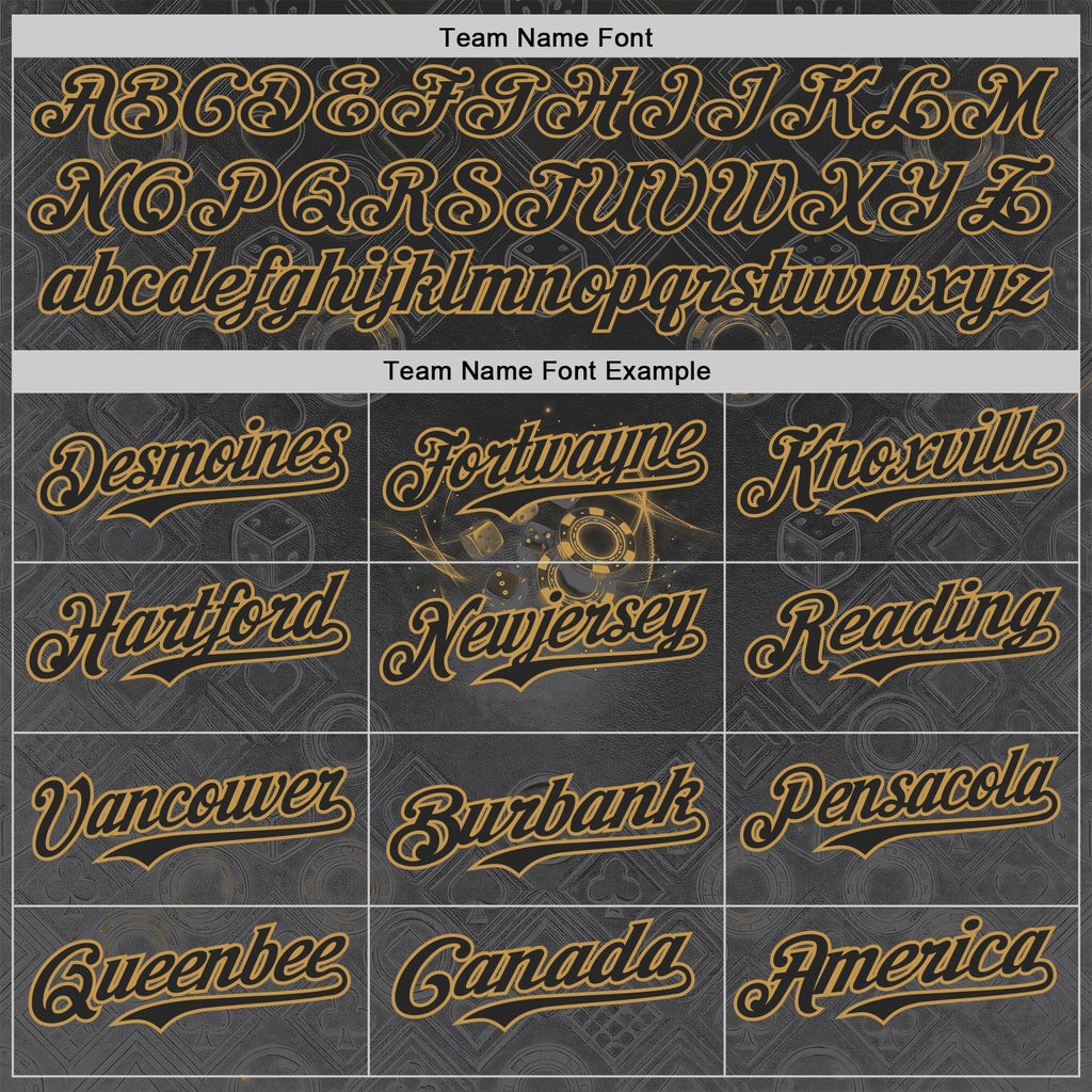 Custom Black-Old Gold Las Vegas Poker Club Authentic Baseball Jersey