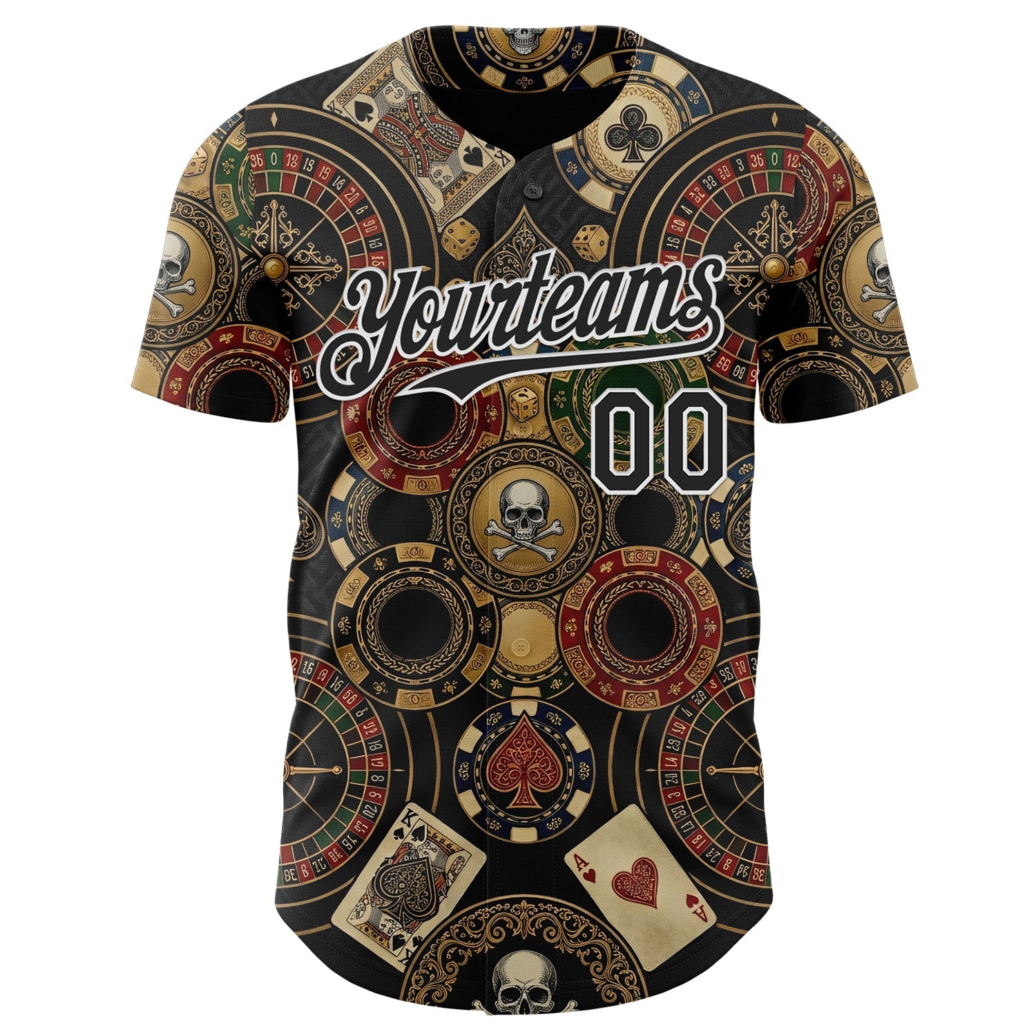 Custom Black-White Las Vegas Poker Club Authentic Baseball Jersey