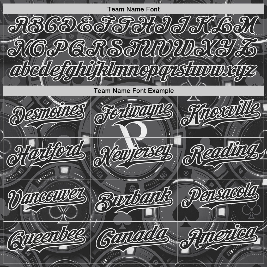 Custom Gray Black-White Las Vegas Poker Club Authentic Baseball Jersey