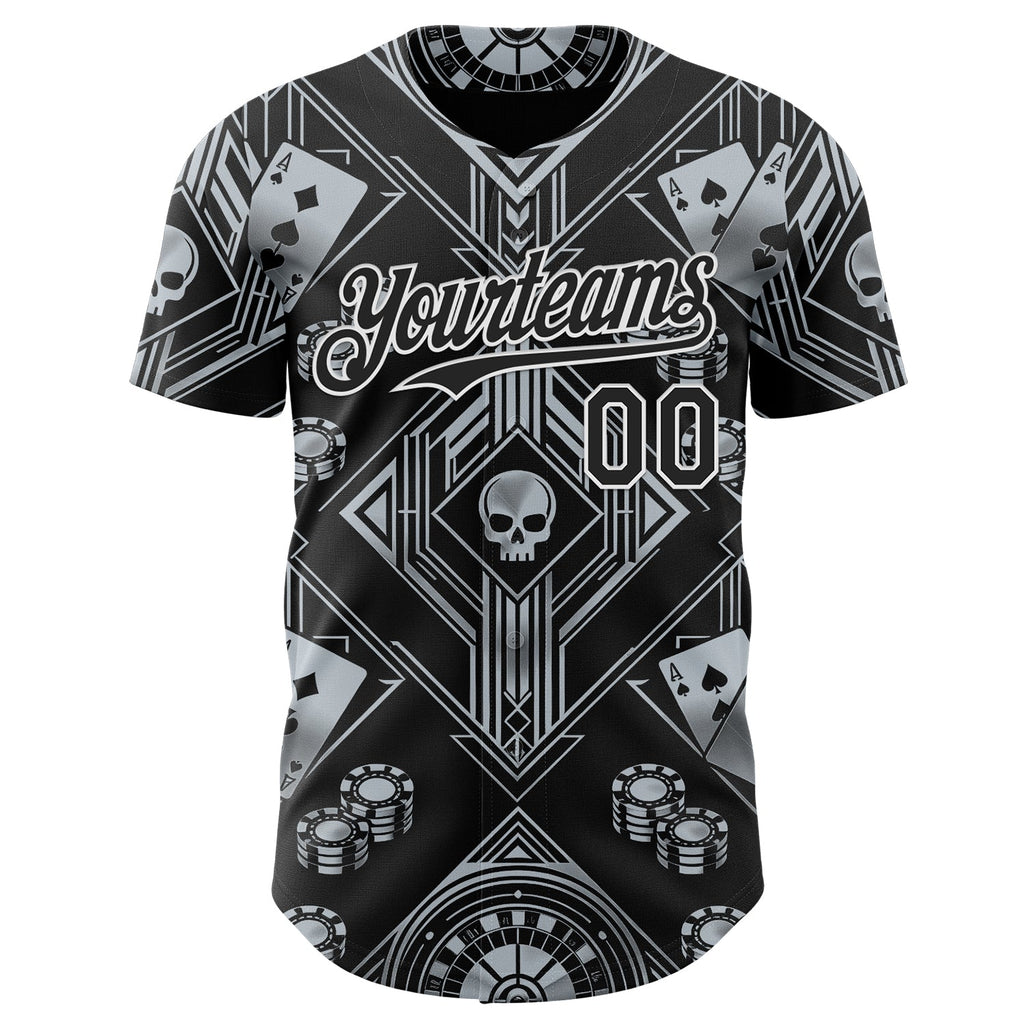 Custom Black-White Las Vegas Poker Club Authentic Baseball Jersey