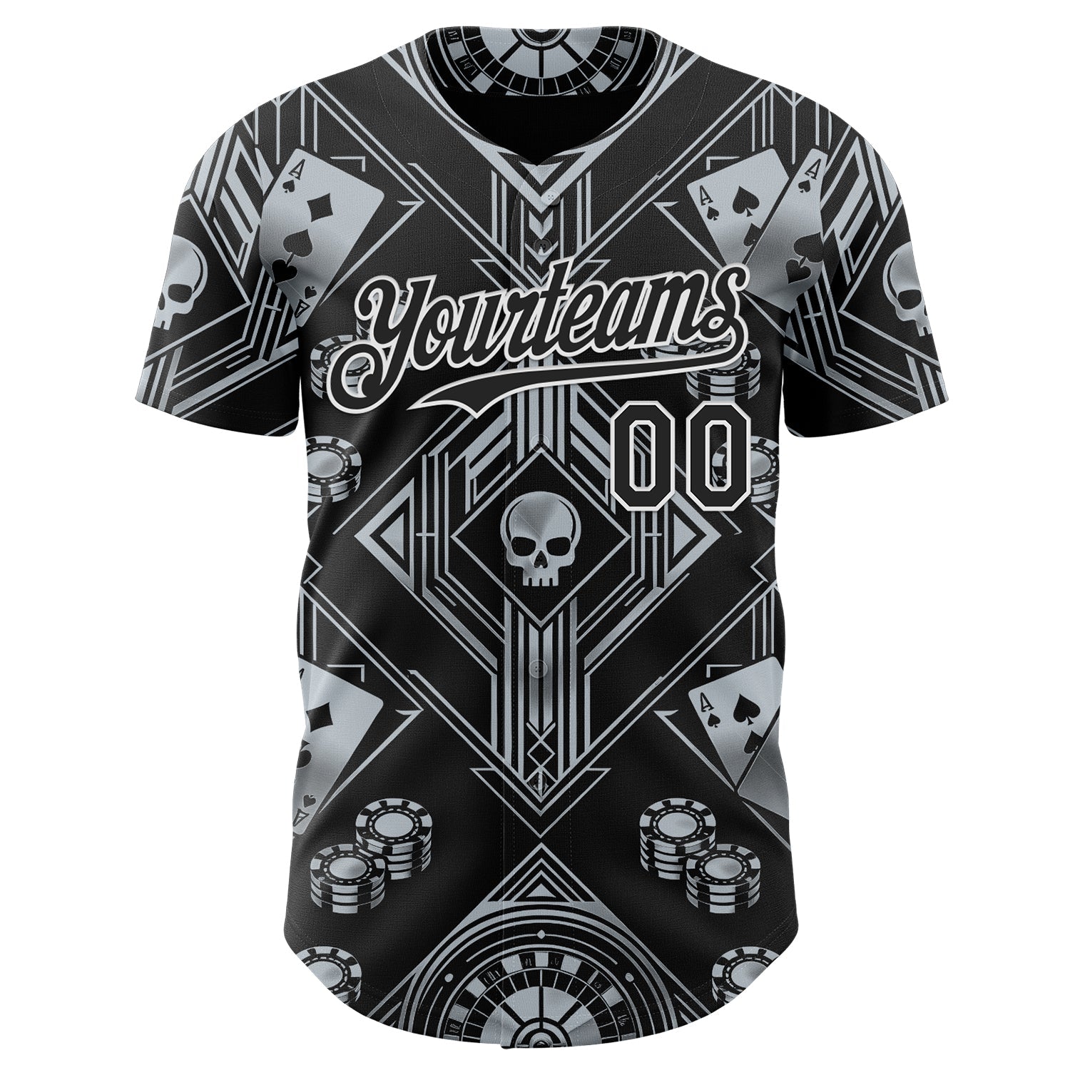 Custom Black-White Las Vegas Poker Club Authentic Baseball Jersey