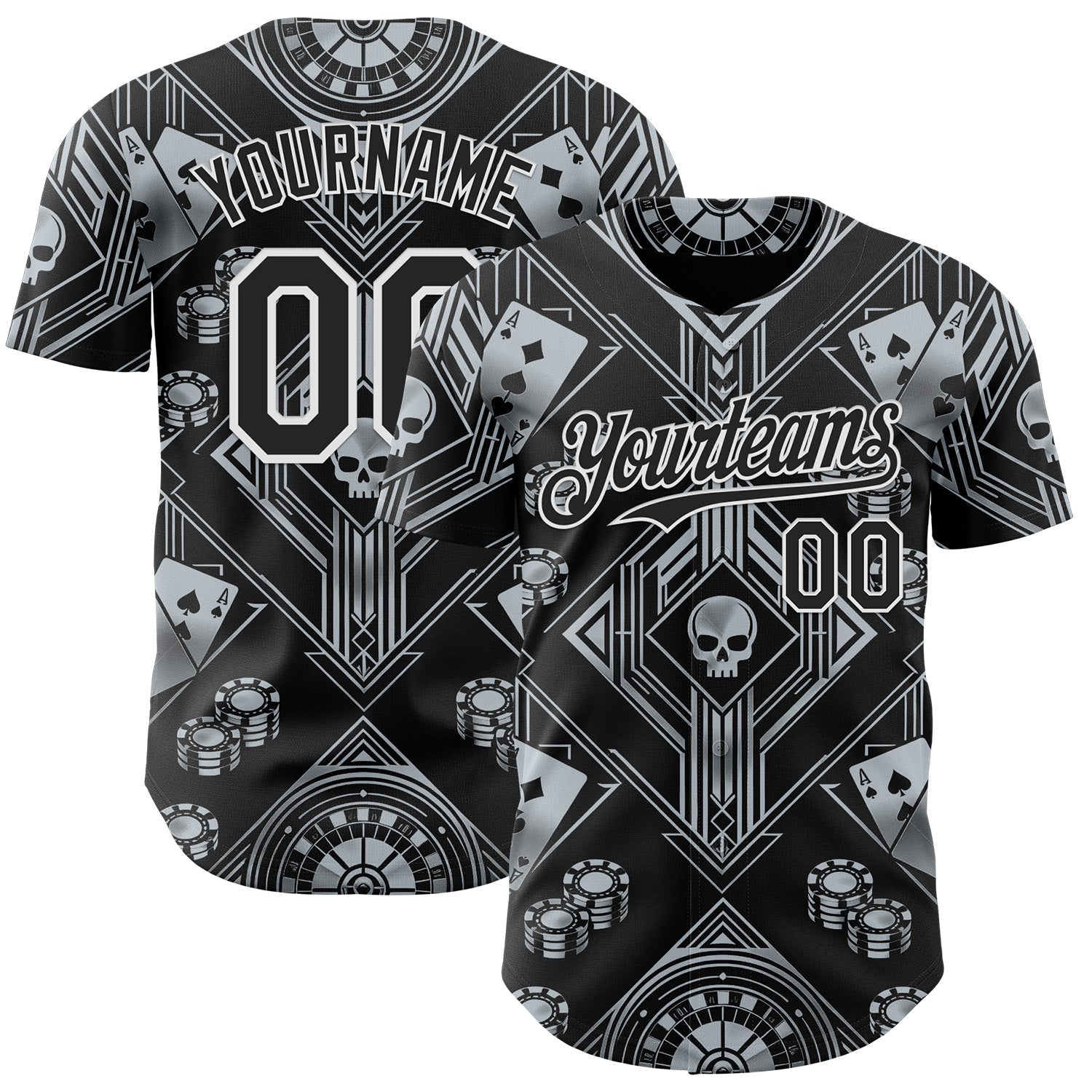 Custom Black-White Las Vegas Poker Club Authentic Baseball Jersey