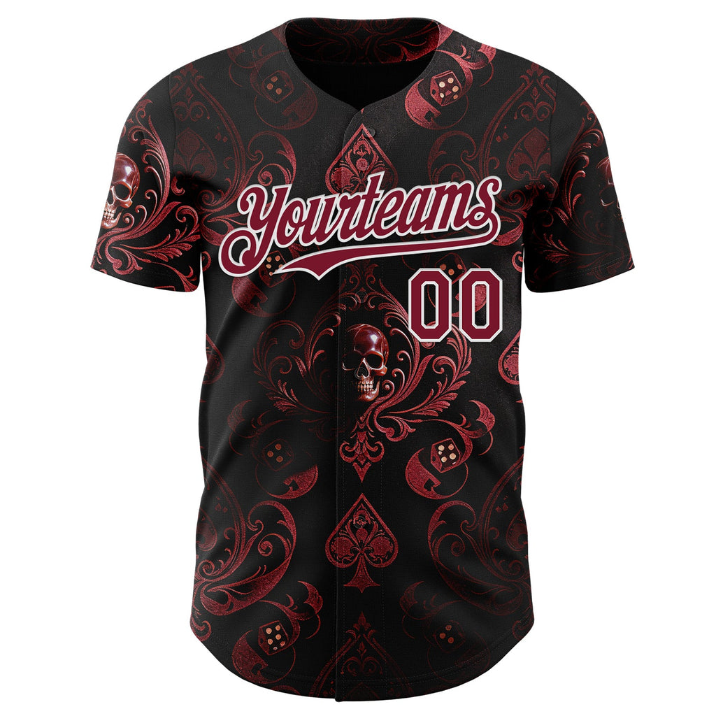 Custom Black Crimson-White Las Vegas Poker Club Authentic Baseball Jersey