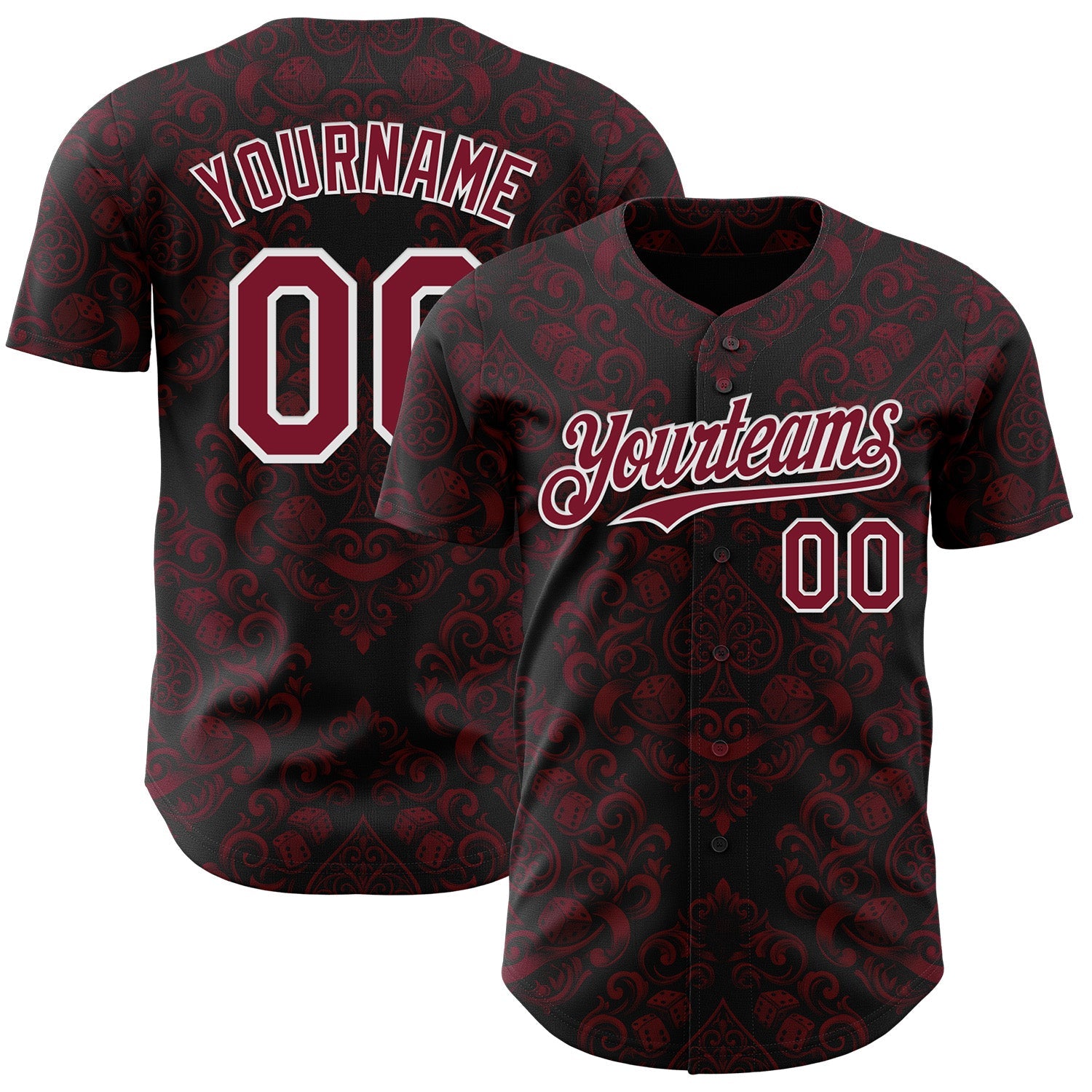 Custom Black Crimson-White Las Vegas Poker Club Authentic Baseball Jersey