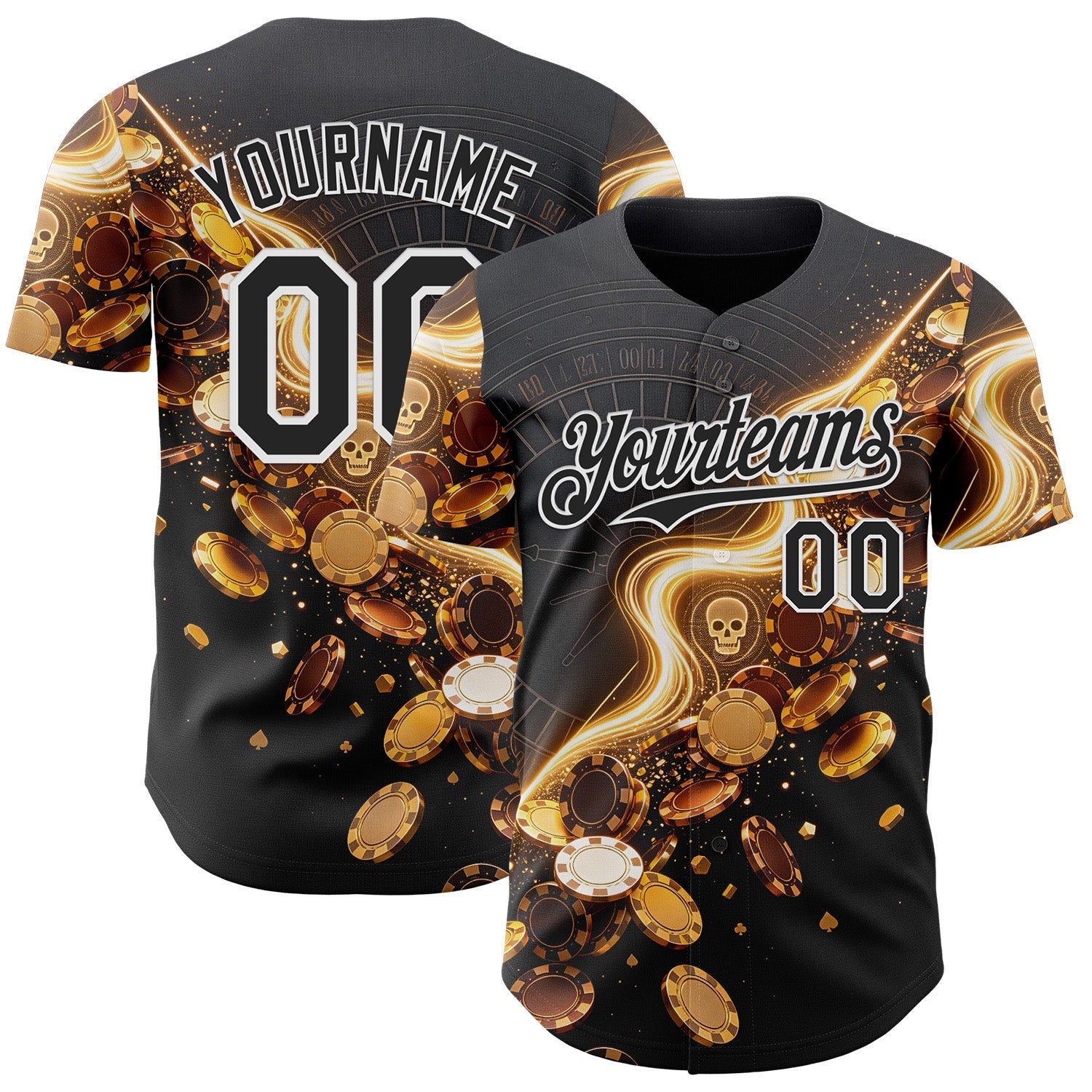 Custom Black-White Las Vegas Poker Club Authentic Baseball Jersey