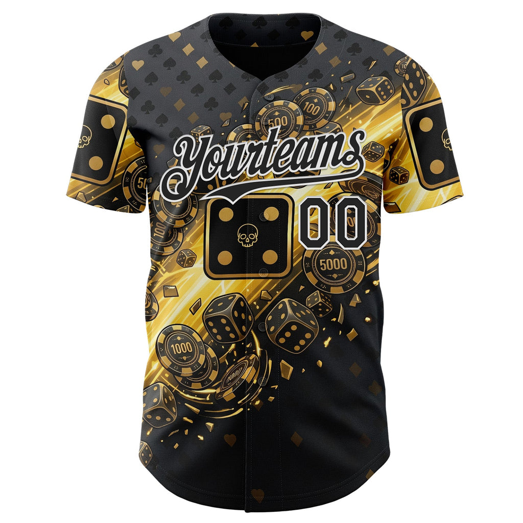 Custom Black-White Las Vegas Poker Club Authentic Baseball Jersey