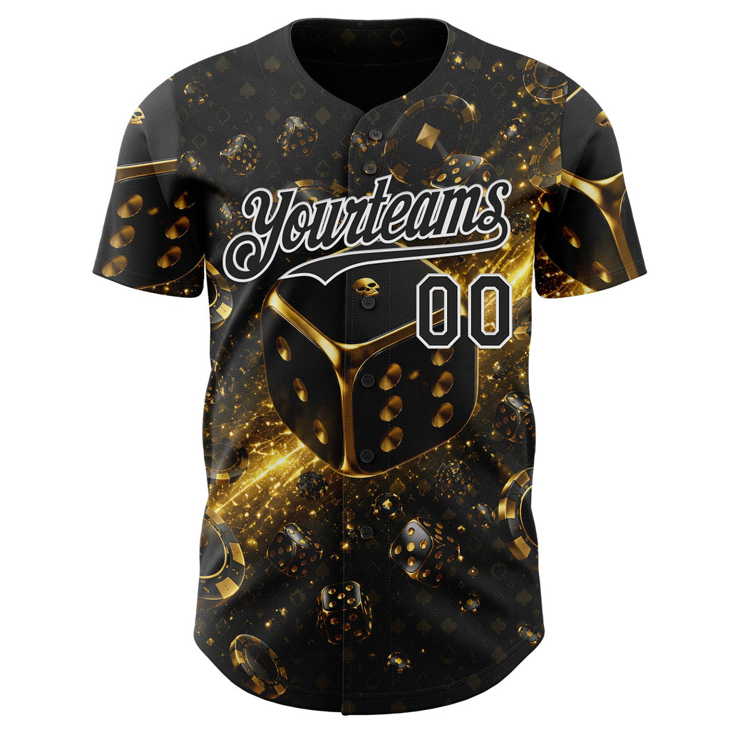 Custom Black-White Las Vegas Poker Club Authentic Baseball Jersey