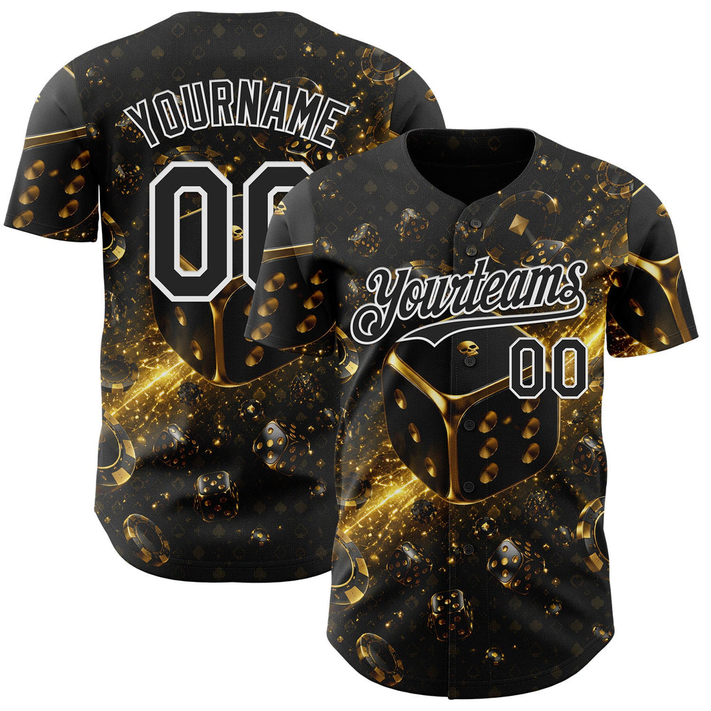 Custom Black-White Las Vegas Poker Club Authentic Baseball Jersey