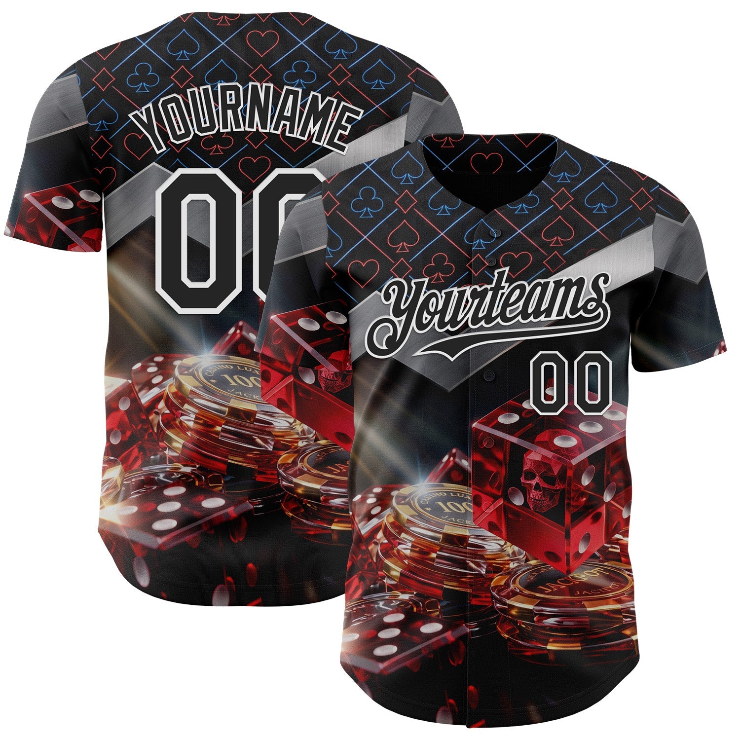 Custom Black-White Las Vegas Poker Club Authentic Baseball Jersey