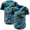 Custom Black-Ice Blue Las Vegas Poker Club Authentic Baseball Jersey