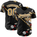 Custom Black Old Gold-White Las Vegas Poker Club Authentic Baseball Jersey