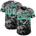 Custom Black-Ice Blue Las Vegas Poker Club Authentic Baseball Jersey