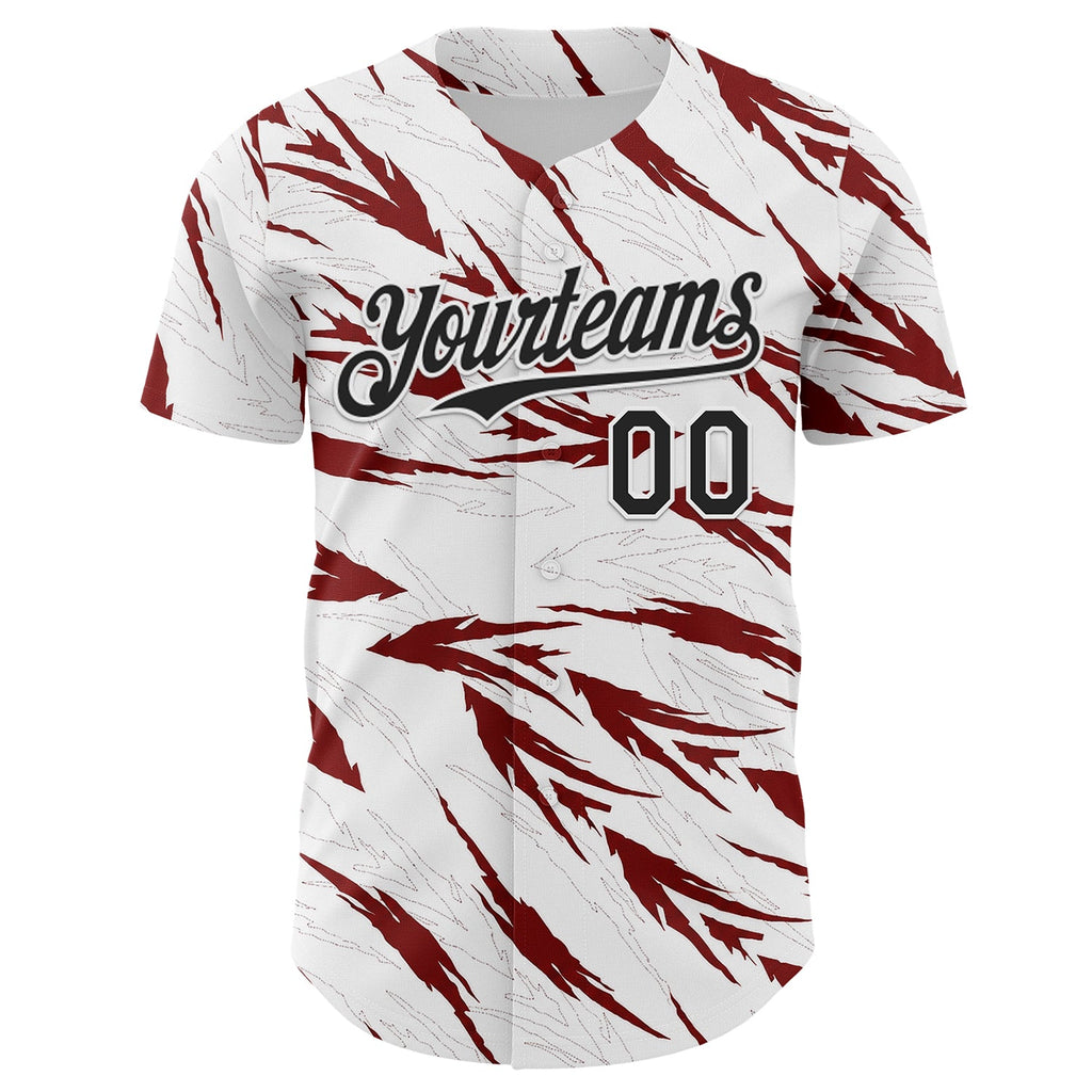 Custom White-Black Flame Feather Authentic Baseball Jersey