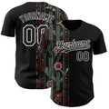 Custom Black-White Southwest Cactus Aztec Tribal Authentic Baseball Jersey