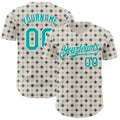 Custom White-Aqua Tribal Ethnic Authentic Baseball Jersey