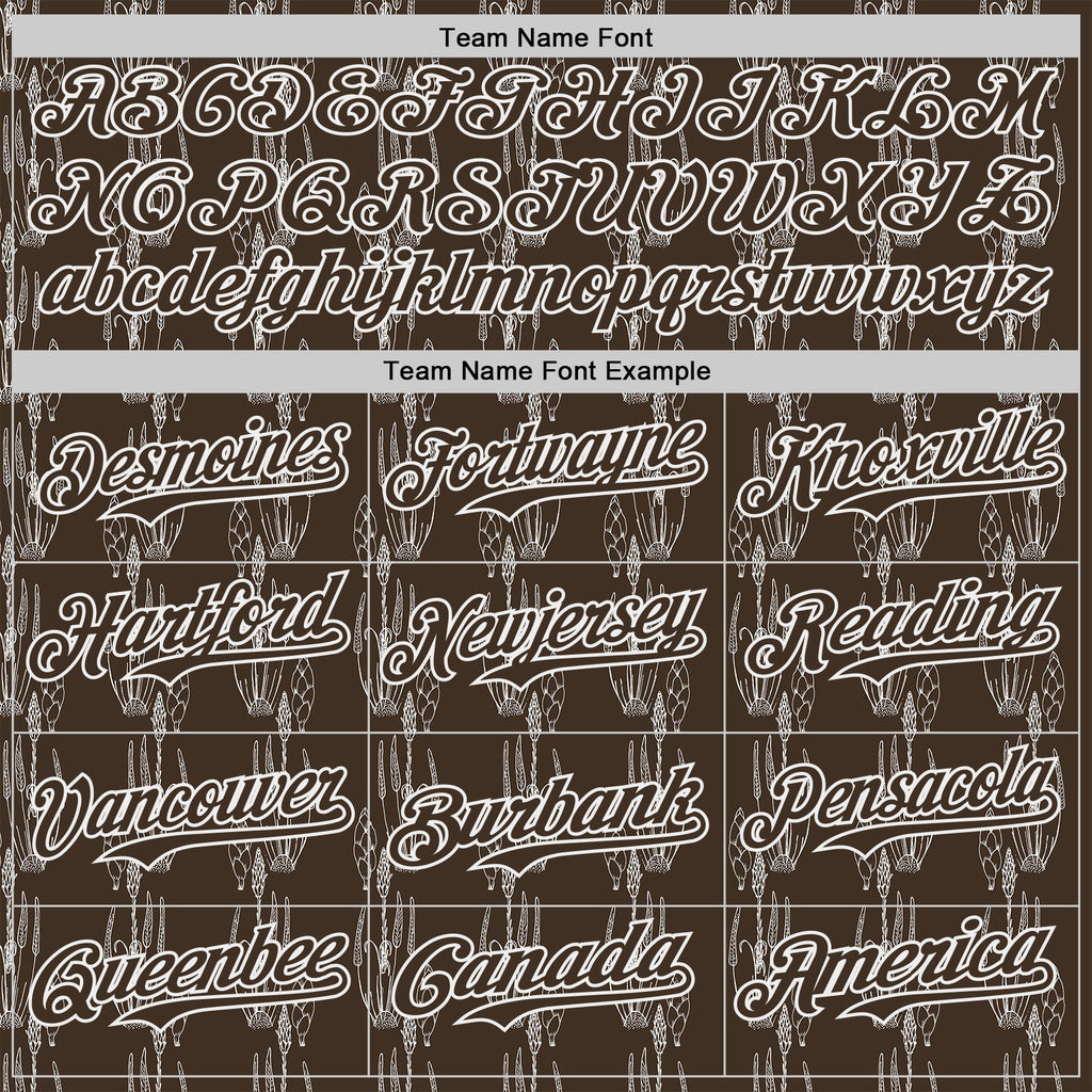 Custom Brown-White Botanical Leaves Authentic Baseball Jersey