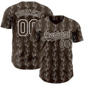 Custom Brown-White Botanical Leaves Authentic Baseball Jersey