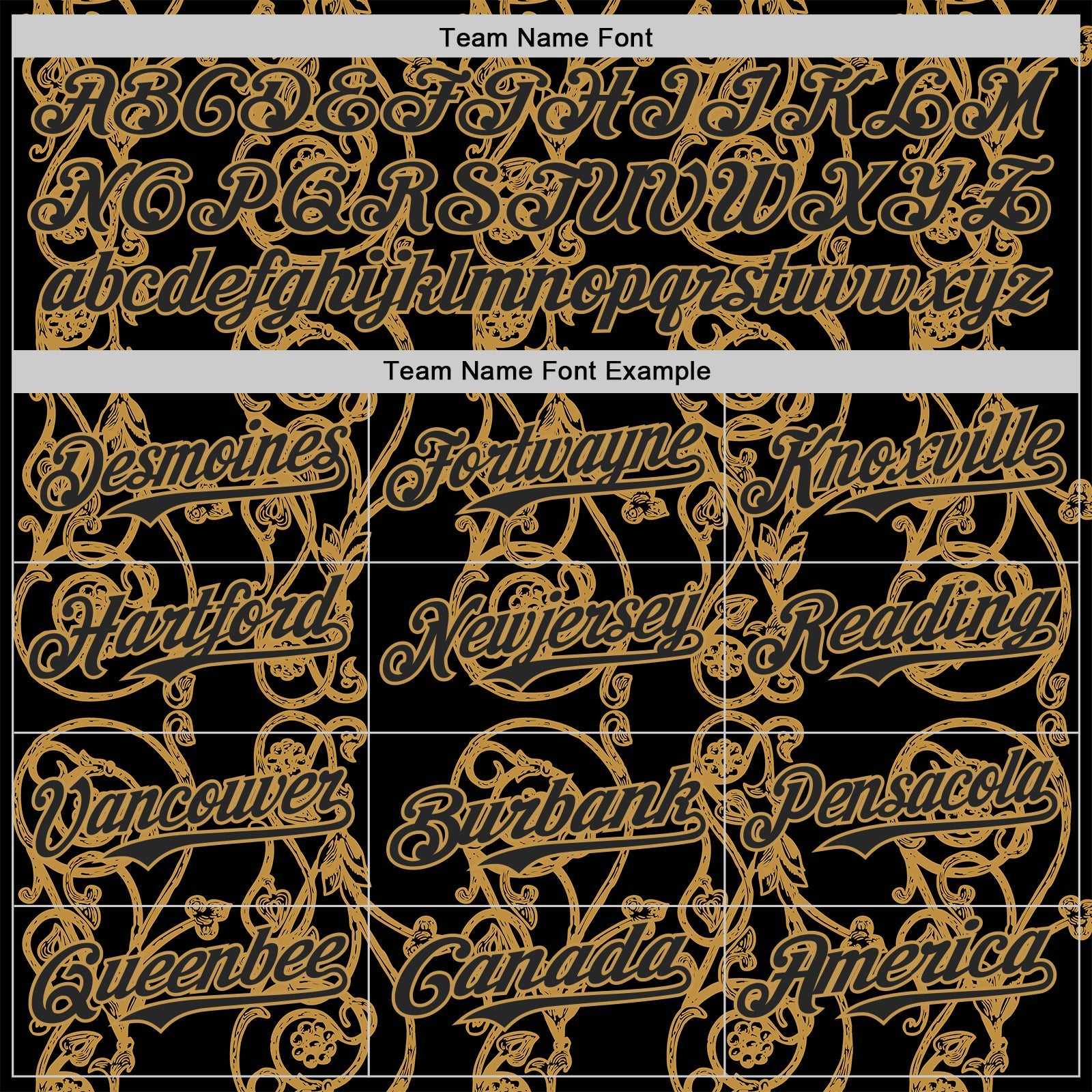 Custom Black-Old Gold Baroque Floral Scroll Authentic Baseball Jersey