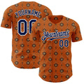 Custom Texas Orange Navy-White Tribal Ethnic Authentic Baseball Jersey