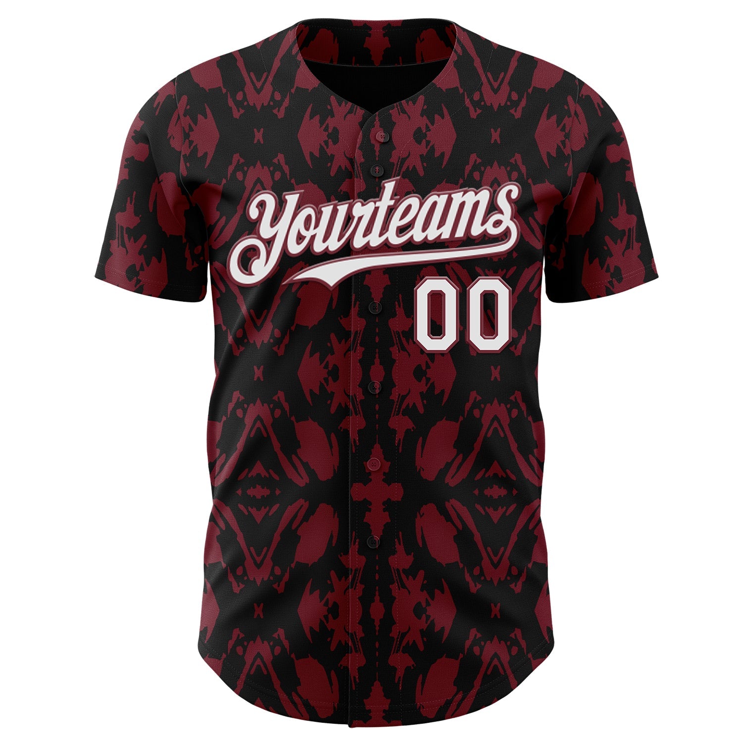 Custom Black White-Burgundy Abstract Authentic Baseball Jersey