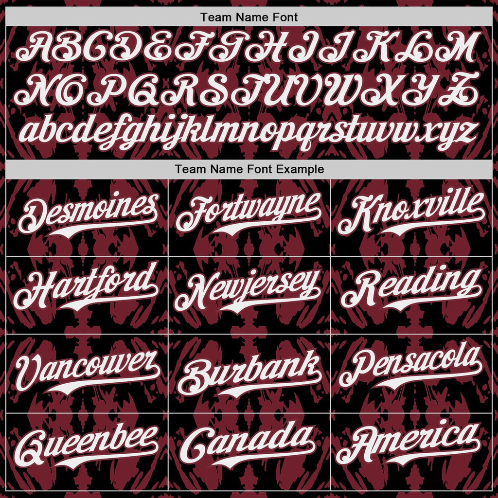 Custom Black White-Burgundy Abstract Authentic Baseball Jersey