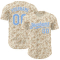 Custom Cream Light Blue-White Baroque Floral Scroll Authentic Baseball Jersey