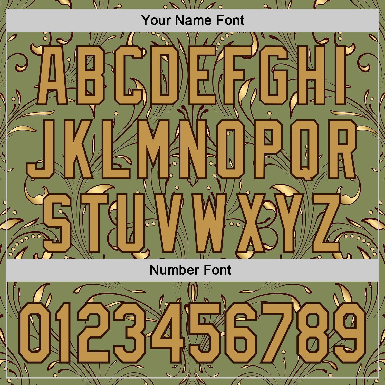 Custom Green Old Gold-Brown Baroque Floral Scroll Authentic Baseball Jersey