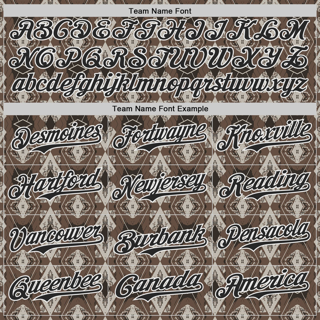 Custom Brown Black-White Geometric Ethnic Authentic Baseball Jersey