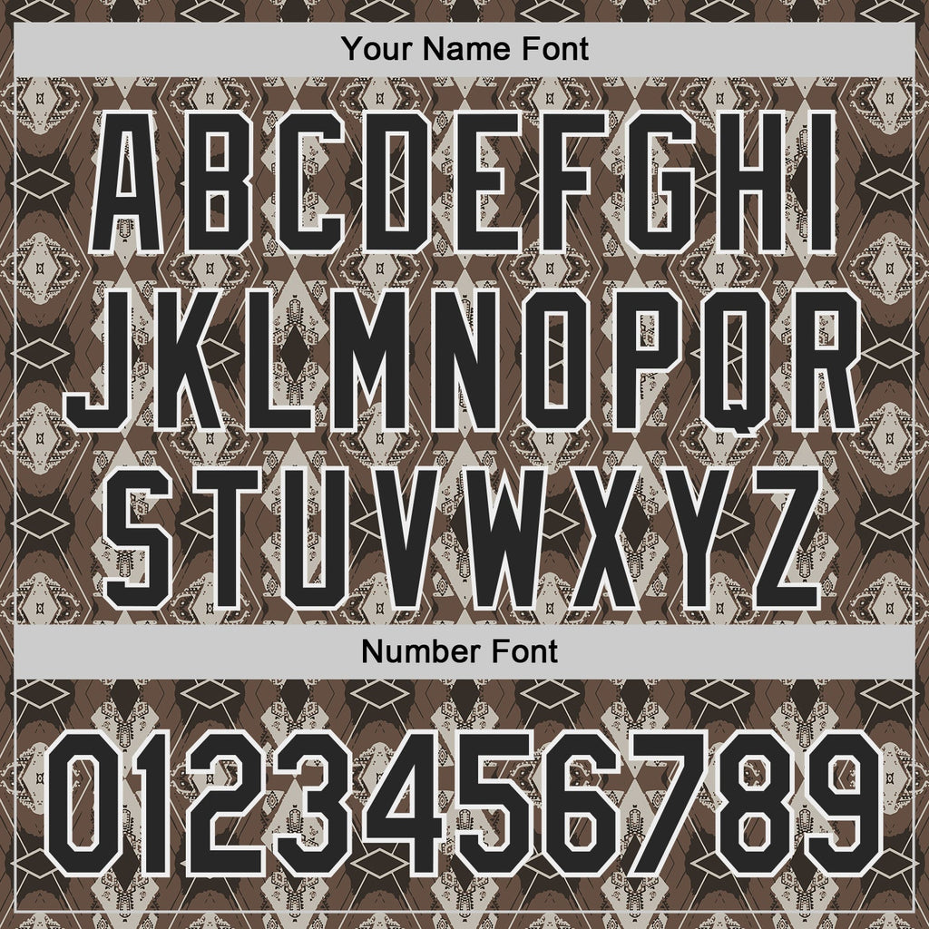 Custom Brown Black-White Geometric Ethnic Authentic Baseball Jersey