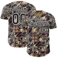 Custom Brown Black-White Baroque Floral Scroll Authentic Baseball Jersey