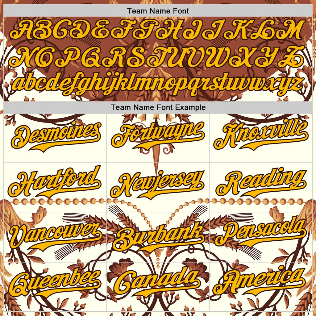 Custom Brown-Gold Baroque Floral Scroll Authentic Baseball Jersey