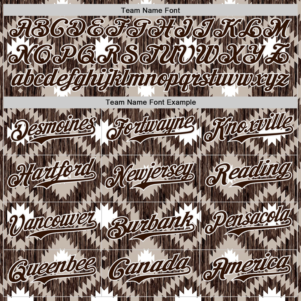 Custom Brown-White Geometric Ethnic Authentic Baseball Jersey
