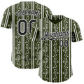Custom Olive Black-White Baroque Floral Scroll Authentic Baseball Jersey