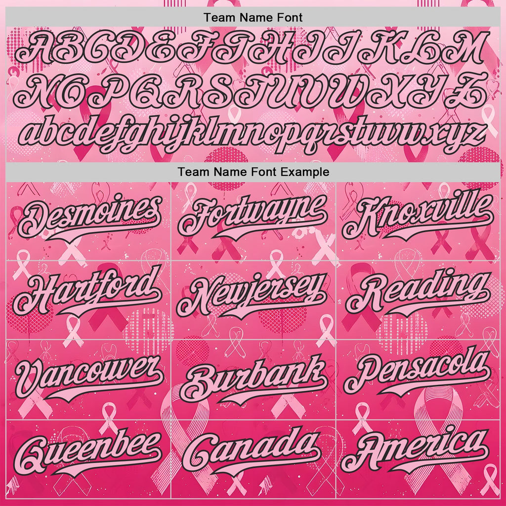 Custom Pink Light Pink-Black Breast Cancer Awareness Pink Ribbon Authentic Baseball Jersey