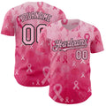 Custom Pink Light Pink-Black Breast Cancer Awareness Pink Ribbon Authentic Baseball Jersey