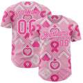Custom Light Pink Pink-White Breast Cancer Awareness Pink Ribbon Authentic Baseball Jersey