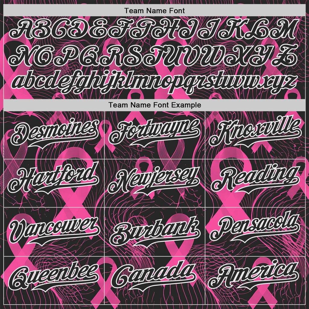 Custom Black Pink-White Breast Cancer Awareness Pink Ribbon Authentic Baseball Jersey
