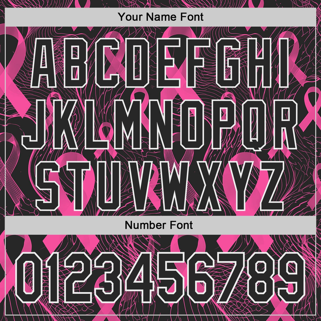 Custom Black Pink-White Breast Cancer Awareness Pink Ribbon Authentic Baseball Jersey