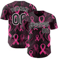 Custom Black Pink-White Breast Cancer Awareness Pink Ribbon Authentic Baseball Jersey