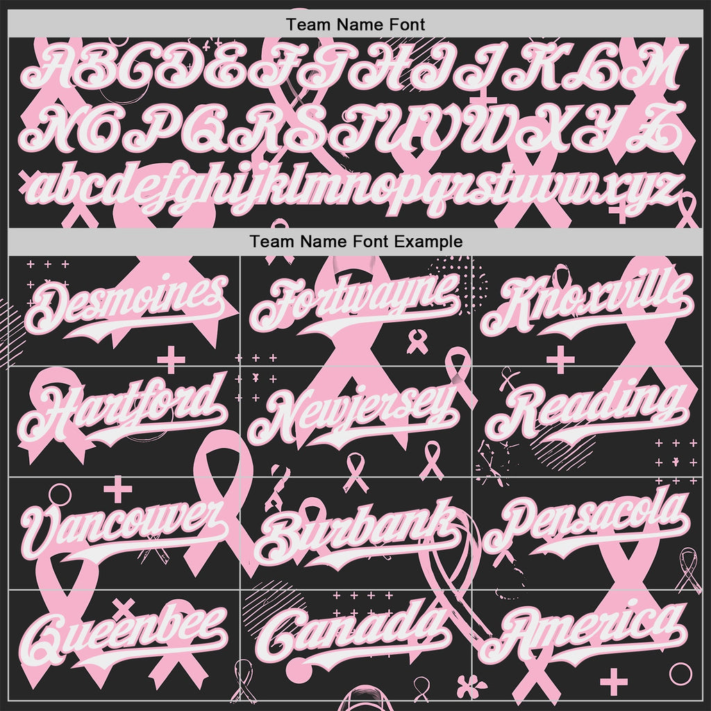Custom Black White-Light Pink Breast Cancer Awareness Pink Ribbon Authentic Baseball Jersey
